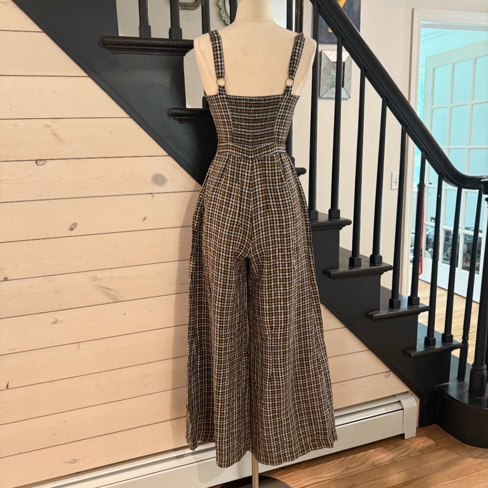 By Anthropologie Embroidered Plaid Jumpsuit NWOT Size XS (0) - Picture 10 of 12